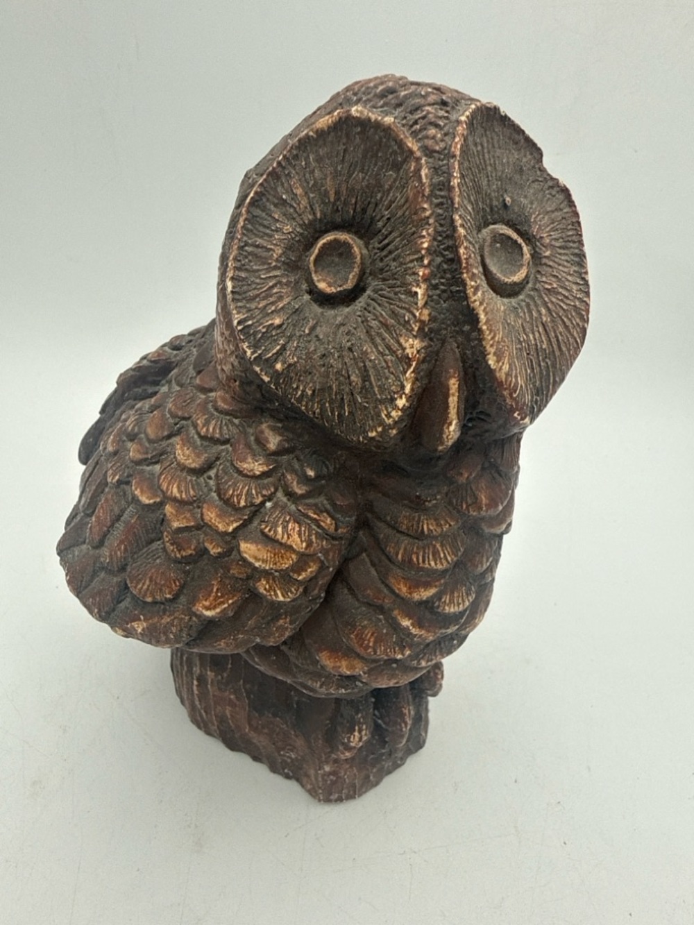 VTG Brown Screech Owl figure 7” Detailed resin